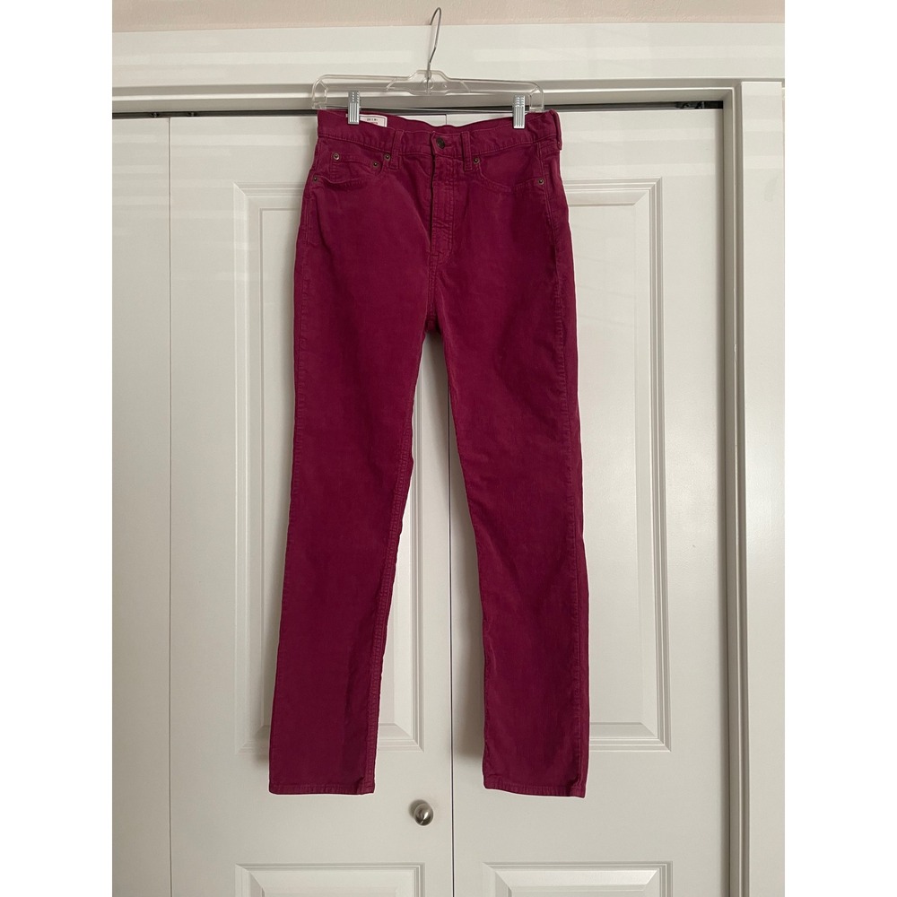 Gap Cigarette High Rise Long Pants Berry Corduroy Slim Straight Leg-29/8 Long